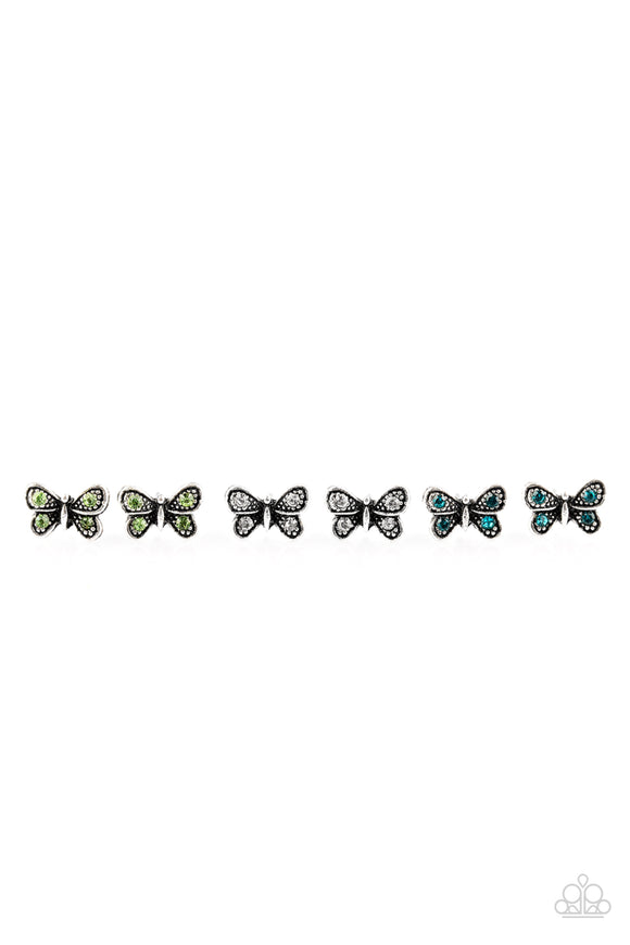 Girl's Starlet Shimmer Set of 5 Multi Butterfly Post Earrings Paparazzi Jewelry