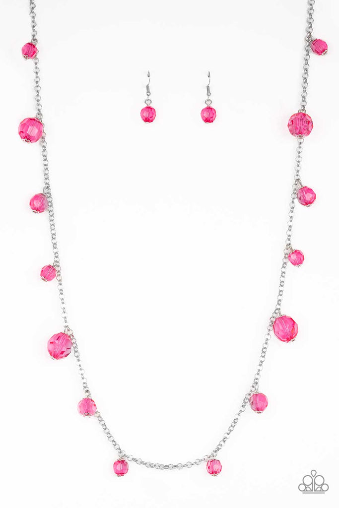 Paparazzi VINTAGE VAULT GLOW-Rider Pink Necklace & Earring