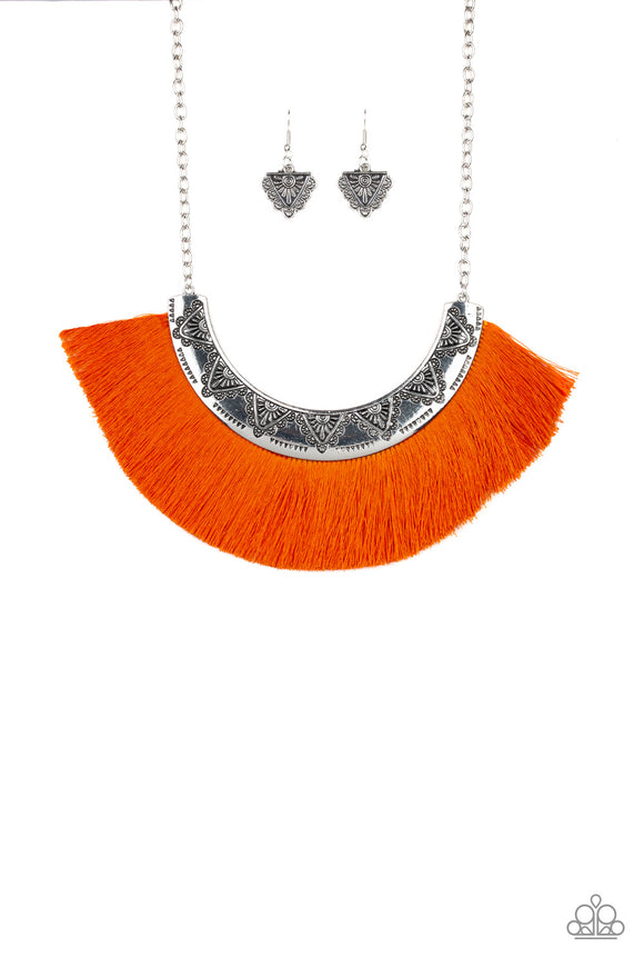 Paparazzi VINTAGE VAULT “Might and Mane” Orange Necklace & Earring Set Paparazzi Jewelry