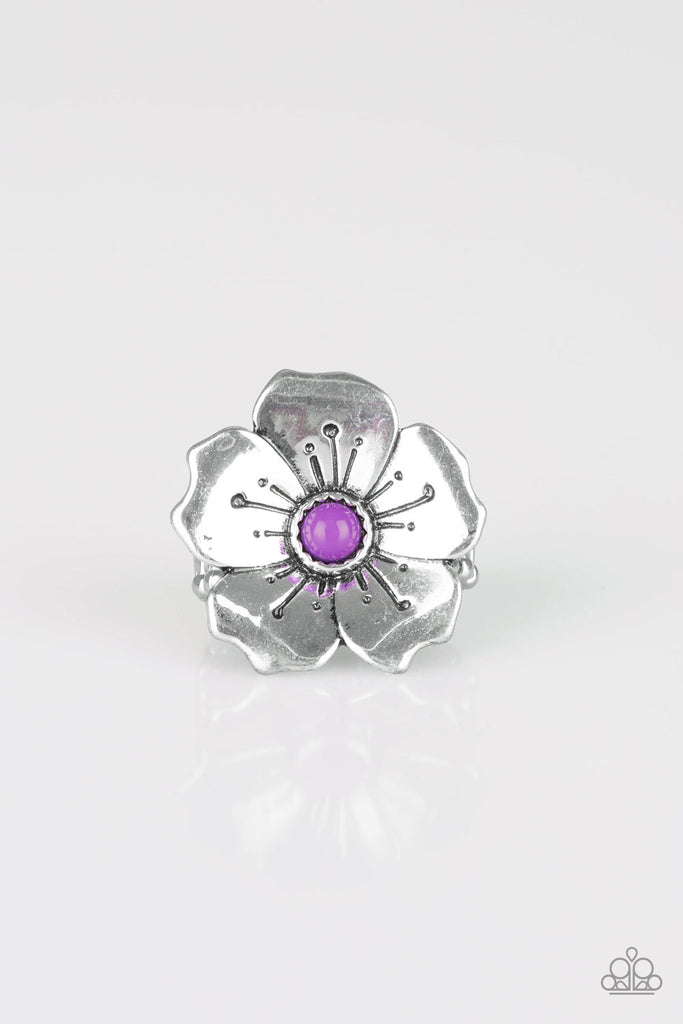 Paparazzi Boho Blossom Pink Bead Silver Color Flower ring