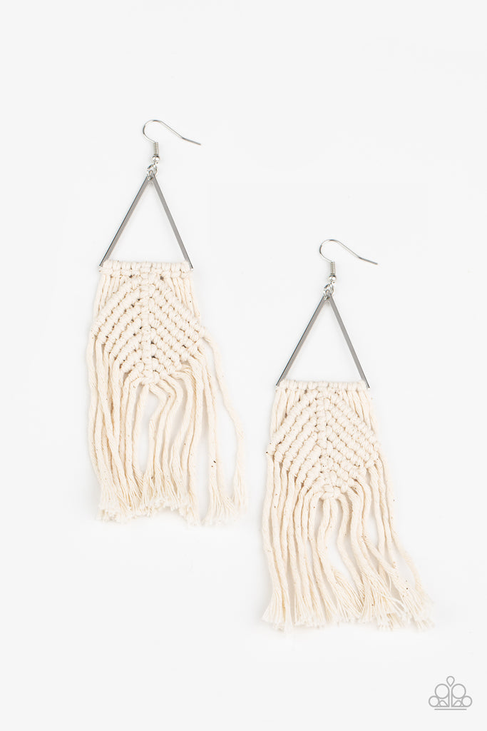 White macrame earrings paparazzi Clearance