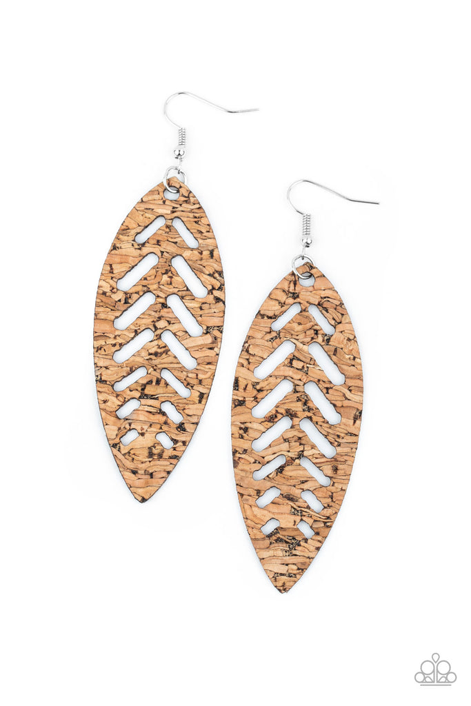 Paparazzi "Youre Such A CORK" Brown Earrings