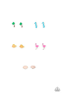 Girl's Starlet Shimmer 10 for 10 376XX Palm Tree Flamingo Shell Fish Seahorse Post Earrings Paparazzi Jewelry