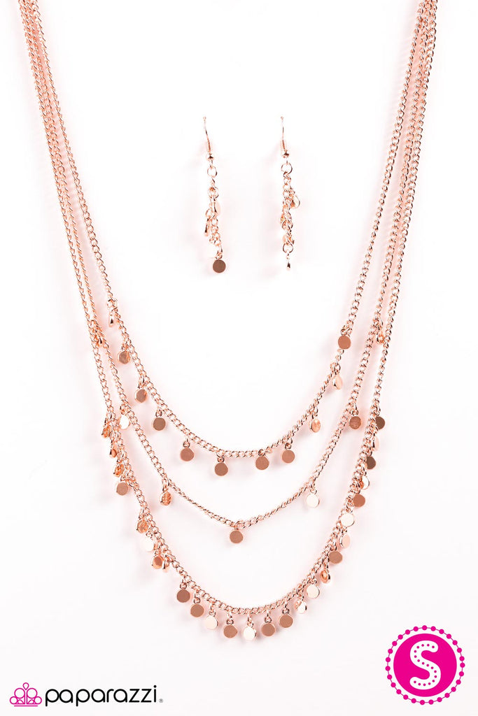 Paparazzi "Always On CHIME" Copper Necklace & Earring Set