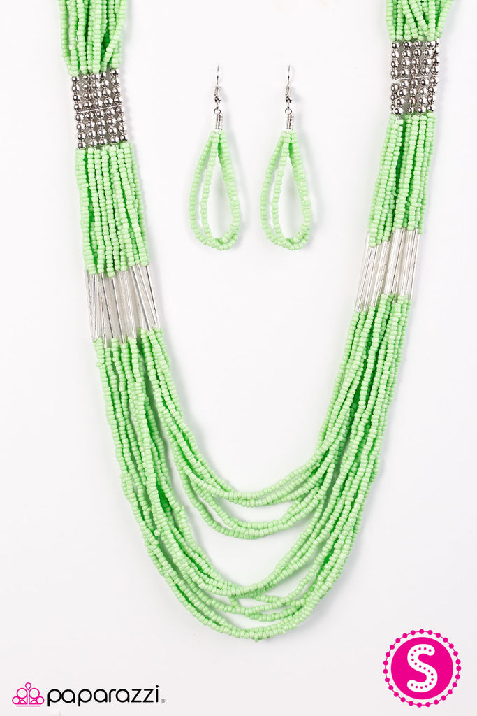 Green seed online bead necklace paparazzi