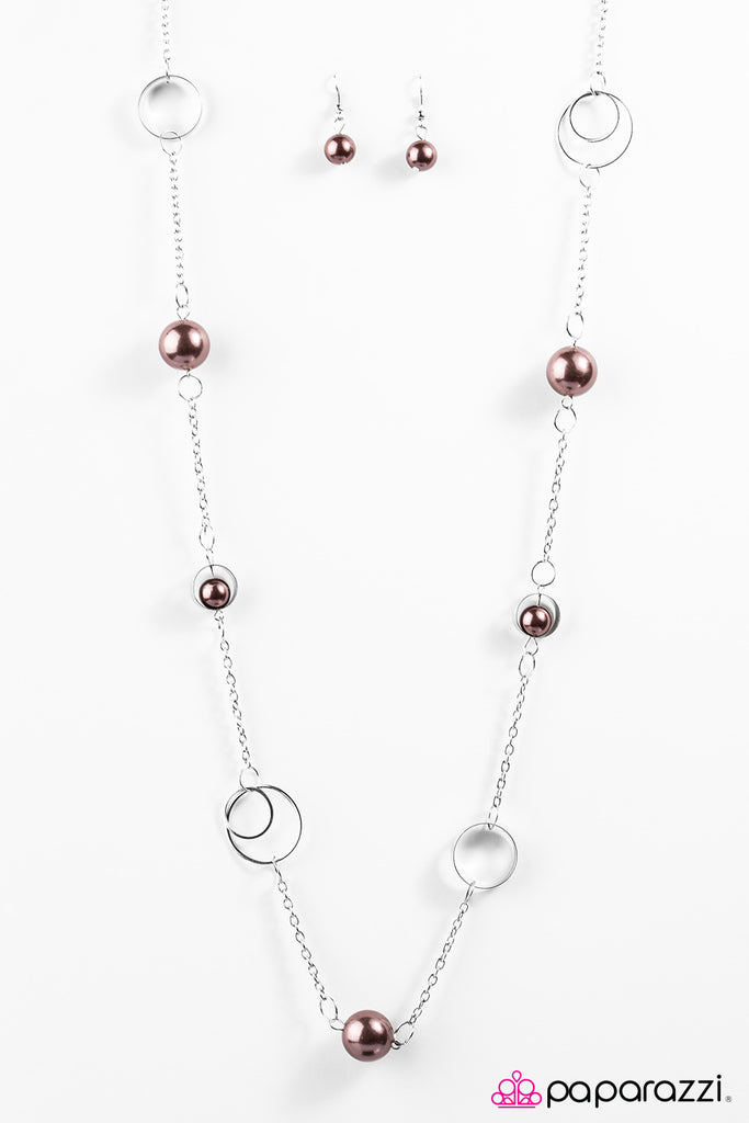 Paparazzi "Sing Me A Song, Mr. Piano Man" Brown Necklace & Earring Set