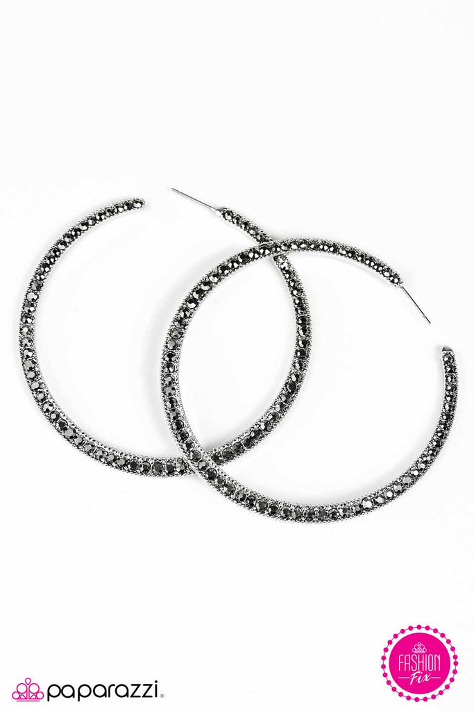 Women's Big Leagues Large Rhinestone Hoop Earrings in Silver