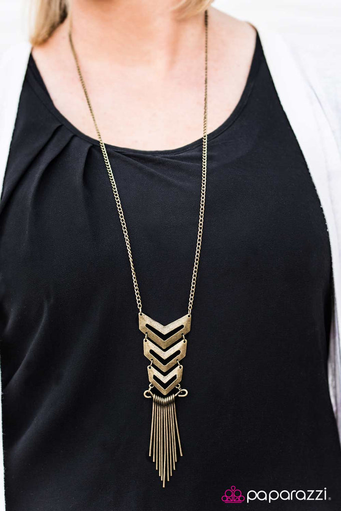 Paparazzi "Warning Signal Brass" necklace