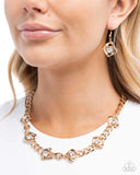 Paparazzi "Square Silhouette" Gold Necklace & Earring Set Paparazzi Jewelry