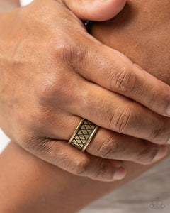 Paparazzi "Triple Crossed" Brass Men's Ring Paparazzi Jewelry