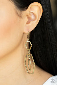 Paparazzi "Geometric Maven" Brass Earrings Paparazzi Jewelry