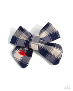 Paparazzi "Plaid Picnic" Blue Hair Clip Paparazzi Jewelry