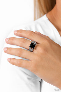 Paparazzi "Deluxe Drama" Black Ring Paparazzi Jewelry