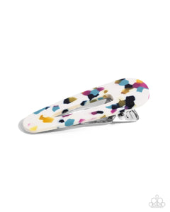 Paparazzi "Teasingly Terrazzo" White Hair Clip Paparazzi Jewelry