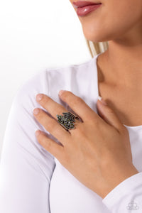 Paparazzi "Fearlessly Feathered" Green Ring Paparazzi Jewelry