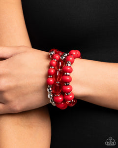 Paparazzi "Colorful Charade" Red Bracelet Paparazzi Jewelry