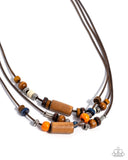 Paparazzi "Wish You WOOD" Orange Urban Necklace Unisex Paparazzi Jewelry