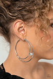 Paparazzi "Theatre HOOP" White Exclusive Post Earrings Paparazzi Jewelry