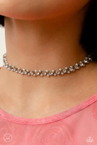 Paparazzi "Classy Couture" White Exclusive Choker Necklace & Earring Set Paparazzi Jewelry