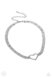 Paparazzi "Rows of Romance" White Choker Necklace & Earring Set Paparazzi Jewelry