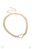 Paparazzi "Rows of Romance" Gold Choker Necklace & Earring Set Paparazzi Jewelry