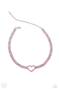 Paparazzi "Rows of Romance" Pink Choker Necklace & Earring Set Paparazzi Jewelry