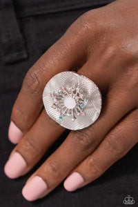 Paparazzi "Seriously SUNBURST" White Ring Paparazzi Jewelry