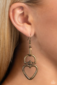 Paparazzi "Padlock Your Heart" Brass Earrings Paparazzi Jewelry