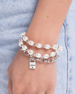 Paparazzi "LOVE-Locked Legacy" White Bracelet Paparazzi Jewelry