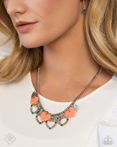 Paparazzi "Look The Heart" Orange Fashion Fix Necklace & Earring Set Paparazzi Jewelry