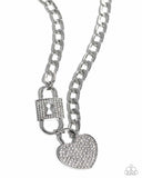 Paparazzi "Lock Up Your Love" White Necklace & Earring Set Paparazzi Jewelry