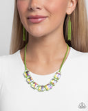 Paparazzi "I SQUARE to Secrecy" Green Necklace & Earring Set Paparazzi Jewelry