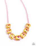 Paparazzi "I SQUARE to Secrecy" Pink Necklace & Earring Set Paparazzi Jewelry