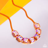 Paparazzi "I SQUARE to Secrecy" Orange Necklace & Earring Set Paparazzi Jewelry