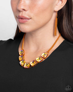 Paparazzi "I SQUARE to Secrecy" Orange Necklace & Earring Set Paparazzi Jewelry