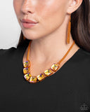 Paparazzi "I SQUARE to Secrecy" Orange Necklace & Earring Set Paparazzi Jewelry