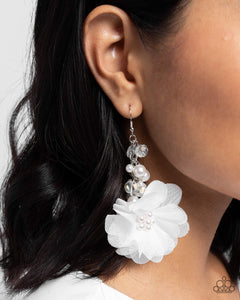 Paparazzi "Fashionable Flower Girl" White Earrings Paparazzi Jewelry