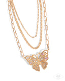 Paparazzi "Winged Wonder" Gold Necklace & Earring Set Paparazzi Jewelry