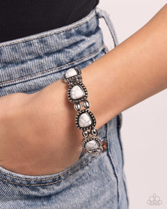 Paparazzi "Harmonious Headliner" White Bracelet Paparazzi Jewelry