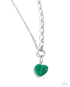 Paparazzi "Definition of HEART" Green Necklace & Earring Set Paparazzi Jewelry