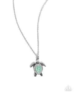 Paparazzi "Turtle Tourist" Green Necklace & Earring Set Paparazzi Jewelry