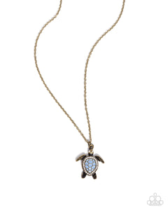 Paparazzi "Turtle Tourist" Brass Necklace & Earring Set Paparazzi Jewelry