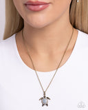 Paparazzi "Turtle Tourist" Brass Necklace & Earring Set Paparazzi Jewelry