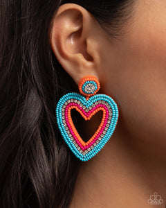 Paparazzi "Headfirst Heart" Orange Post Earrings Paparazzi Jewelry