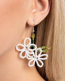 Paparazzi "Beaded Blooms" White Earrings Paparazzi Jewelry