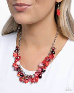 Paparazzi "Offbeat Ofrenda" Red Necklace & Earring Set Paparazzi Jewelry