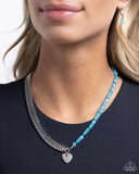 Paparazzi "Squared Sweetheart" Blue Necklace & Earring Set Paparazzi Jewelry