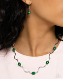 Paparazzi "Striped Season" Green Necklace & Earring Set Paparazzi Jewelry