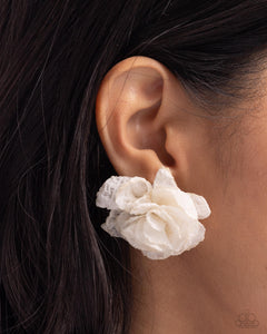 Paparazzi "Tulle Twist" White Post Earrings Paparazzi Jewelry