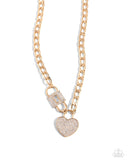 Paparazzi "Lock Up Your Love" Gold Necklace & Earring Set Paparazzi Jewelry